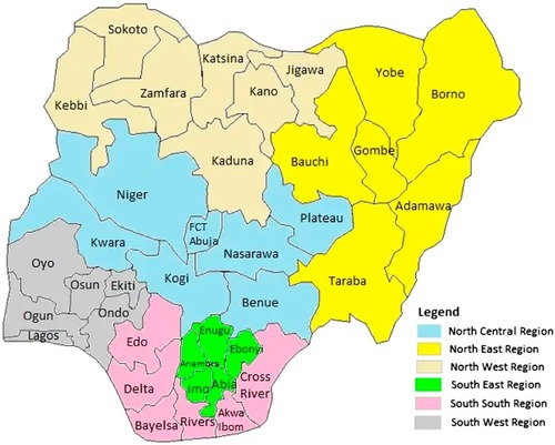 Figure 2 Map of Nigeria’s states and zones.