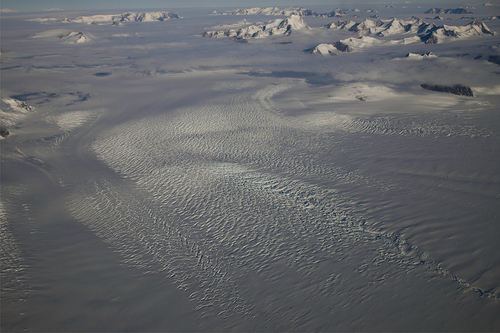 Figure 2. An ice stream flowing from the Ellsworth Mountains towards Filchner Ronne Ice Shelf in West Antarctica. Image by Pete Bucktrout / British Antarctic Survey.