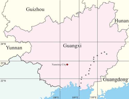 Figure 1. Overview of the study area and sampling locations. The sampling points from the southwest to the northeast are numbered 1–16