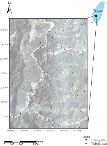 Figure 3. Locations of training and testing data in land-cover classification.