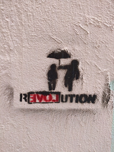 Figure 1: An expression in protest graffiti that places care at the centre of revolution (Source: Lachlan Barber).