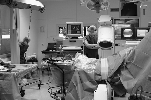 Figure 4. Intraoperative set-up of the navigation system related to the site and the Iso-C3D®.