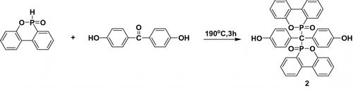 Scheme 2 Synthesis of nitrogen-containing monomer 2 (DOPO-PhOH).