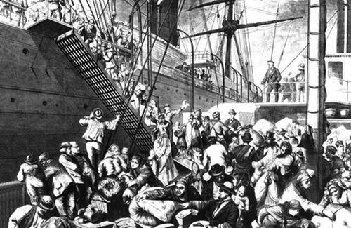 Fig. 2 Increasing numbers of migrants, many fleeing economic hardship and political uncertainty, were seen in 19th century British port cities, increasing levels of biological and cultural diversity. Illustration from Harper's Weekly, 7th November 1874.