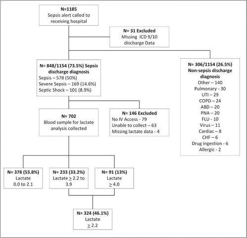 Figure 3. Discharge diagnosis/serum lactate.