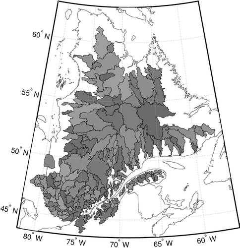 Figure 1. Catchment locations in the province of Québec used in this study.