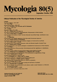 Cover image for Mycologia, Volume 80, Issue 5, 1988