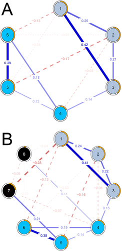 Figure 1 Partial network associations according to dimensions and demographic variables.