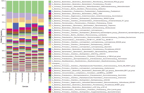 Figure 2. Bacteria and archaea genus in microbiome of the in vitro ruminal fermentation fluid of plantago forages.