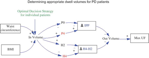 Figure 2.  Relationships of causes and effects obtaining appropriate PD dwell volume to maximum UF volumes for continuous ambulatory peritoneal dialysis (CAPD) treatment.