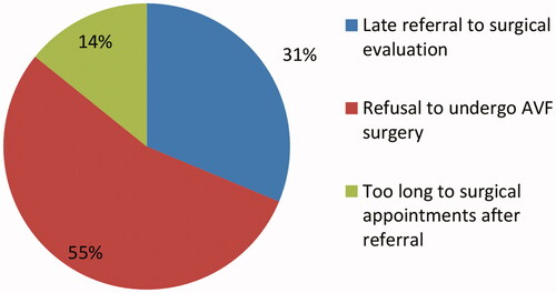 Figure 1. Causes of lack of AVF as dialysis access.