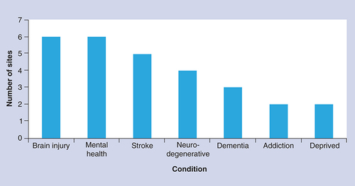 Figure 1. Diagnoses of clients at 14 sites.