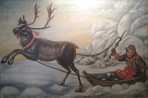 Figure 11. Ren dragande en ackja (“Reindeer and sleigh”). Painting by David Klöcker Ehrenstrahl, in private collection. Photo courtesy of Fredric Bedoire; see also one version of the painting in Nationalmuseum, Stockholm, inv. no. NMGrh 235.