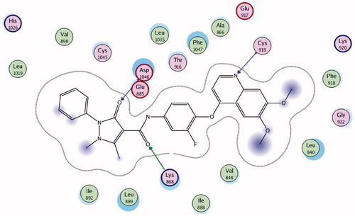 Figure 8. 2D interaction of the co-crystallised ligand inside the active site of 3U6J.