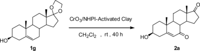 Scheme 3 Allylic selective oxidation of compound 1g to compound 2a accompanied by cleavage of the acetal protecting group.