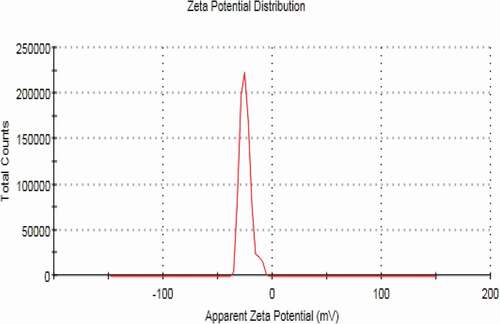 Figure 7. Zeta potential of miconazole loaded Nanoemulsion formulation