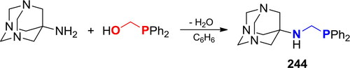 Scheme 142. Reaction of 7-amino-1,3,5-triazaadamantane with Ph2PCH2OH.[Citation58]