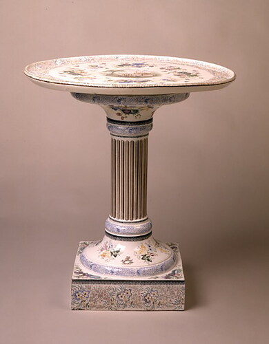 Figure 6. M4486, Earthenware table, polychrome printed, Thomas Mayer, Longport, 1840. From the collection of Joseph Mayer. ©National Museums Liverpool, Walker Art Gallery.