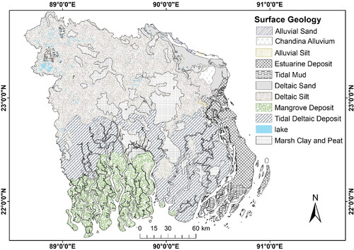 Figure 2. The surface geology map of the study area. The map is collected and modified from the data of USGS's global energy project (Persits et al. Citation2001).