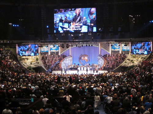 FIG 1 Lakewood Church auditorium and stage design. Photo by the author, 2011.