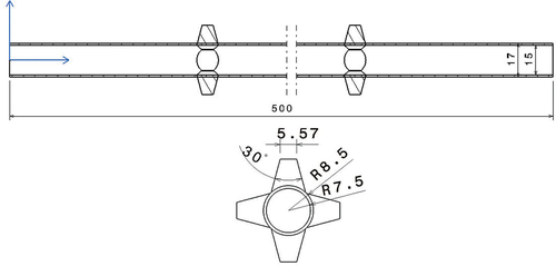 Figure 2. Schematic representation of the heat exchanger with the conical turbulator.