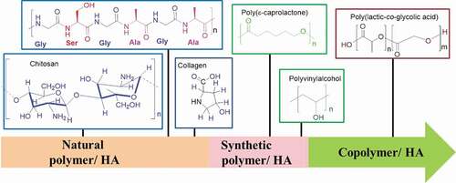 Figure 10. Types of polymers used in HA/polymer scaffolds