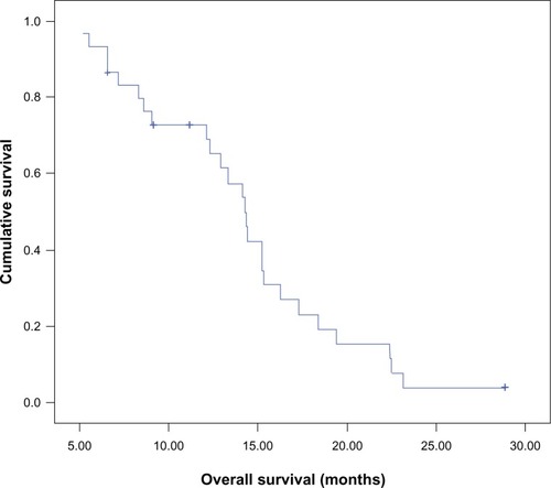 Figure 3 Kaplan–Meier overall survival curve for the whole group of patients.