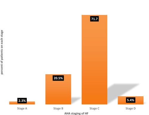 Figure 1 Proportion of ACCF/AHA staging system among heart failure patients taking ACEIs at the cardiac clinic of FHCSH.