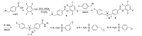 Scheme 1. Synthesis of cationic carbonic anhydrase IX inhibitors 1–3.