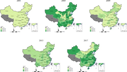 Figure 2. Spatial distribution map of green TFP in China.Source: Author’s Estimation.