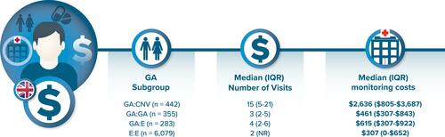 Figure 2 Median monitoring costs over 2 years across GA subgroups.