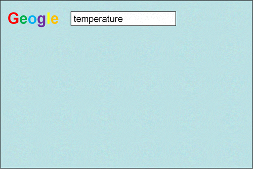 Figure 2.  Geogle portal with ‘temperature’ search.