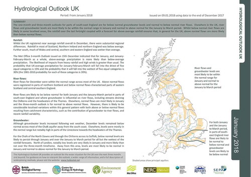 Figure 2. Summary page from the January 2018 Hydrological Outlook.