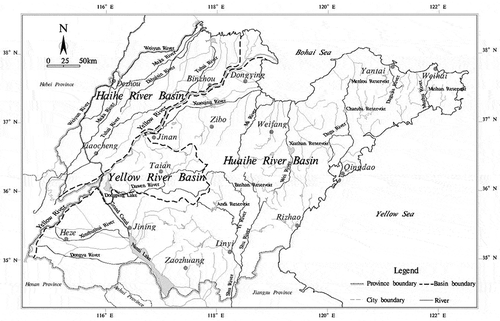 Figure 1. River basin map of Shandong province