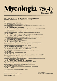 Cover image for Mycologia, Volume 75, Issue 4, 1983