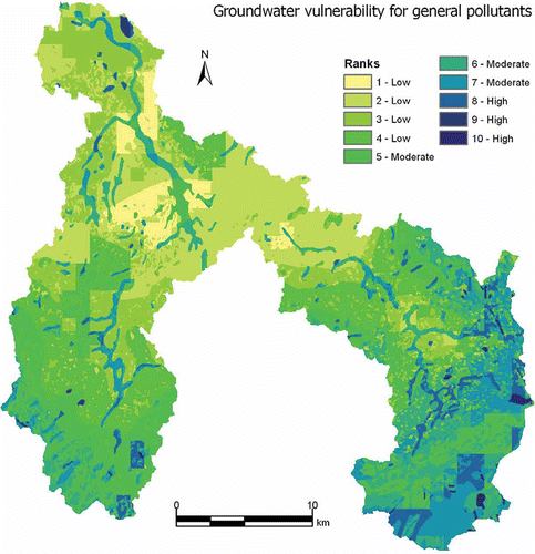 Fig. 2 Groundwater vulnerability for general pollutants in the Upper Bann catchment.