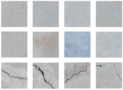 Figure 9. All above are cracked images. From top to bottom: unclear and hard to detect cracks; small cracks; obvious and clear cracks.