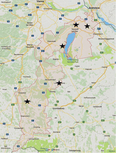 Figure 1. The geographic region of Burgenland and the locations of the participating employers marked with a star, S: Google Maps.