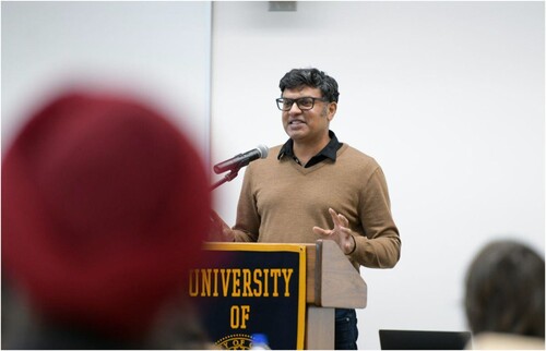 Figure 8. G.S. Sahota presenting during the panel on American Fascism.