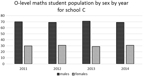 Figure 3. School C: Maths student population by sex by year.