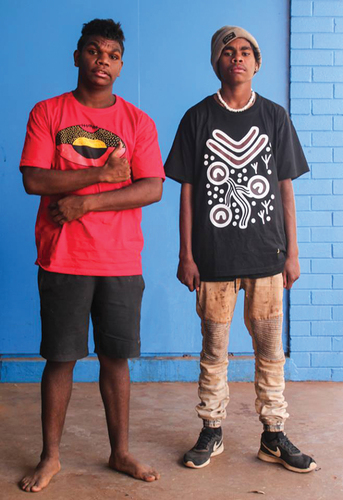 Figure 4. Students modelling their own t-shirt designs.