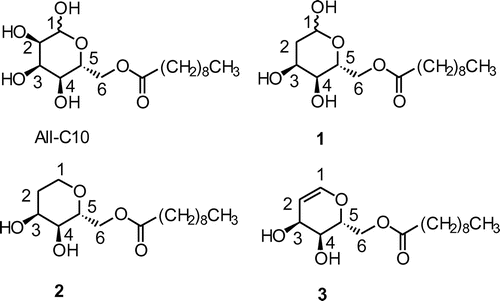 Fig. 1. Structures of D-allose and deoxy-D-allose ester analogs.
