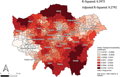 Figure 11. Public transport accessibility coefficient of housing.