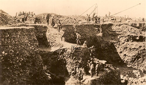 Figure 5. Mining gear at Welverdiend, Lichtenburg in 1926. (Source: J. Wood, ‘Deep Diggings, Grasfontein, Lichtenburg’, available at https://www.mindat.org/photo-862858.html, retrieved 12 September 2022.)
