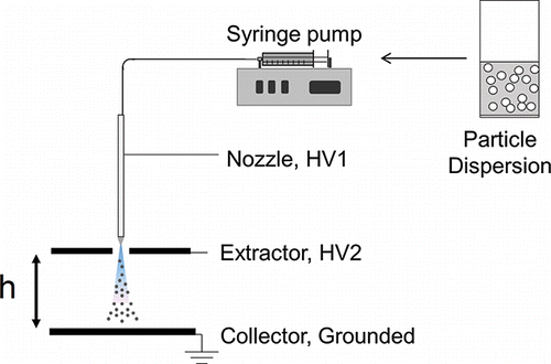 Figure 1. Schematic of the electrospray deposition setup.
