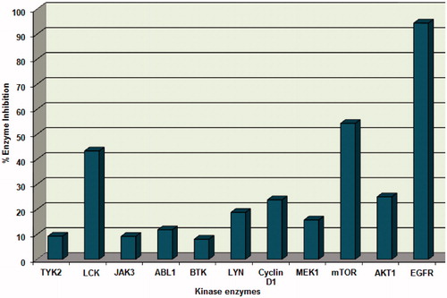 Figure 2. Kinase profile assay of compound 4 against different human protein and lipid kinases.