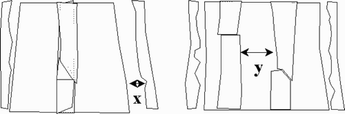 Figure 2. Padding index (x/y). Padding thickness in the plane of deformity correction on lateral radiograph (x) and maximum interosseous space on AP radiograph (y).