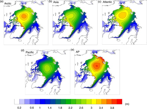 Fig. 7 Mean DJF sea ice thickness [m].
