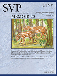 Cover image for Journal of Vertebrate Paleontology, Volume 39, Issue sup1, 2019
