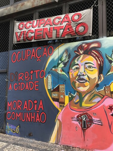 Figure 1: ‘Vicentão Occupation: Occupation, Right to the City, Housing, Communion’ (Photo: Mara Nogueira, 2018).